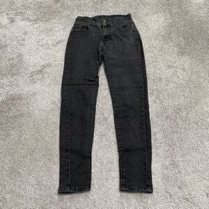 T&Y Skinny Jeans Jegging Juniors 7/8 Black Dark Wash Stretch High Rise 26x27